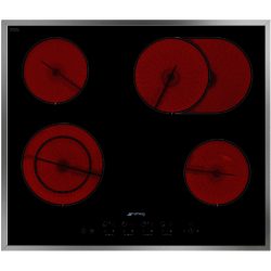 Smeg SE2664CX2 60cm Touch Control Ceramic Hob with Wafer Thin Stainless Steel Frame in Black Ceramic